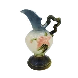 Vintage Hull Pottery Floral Glazed Hand Painted Pitcher Vase W6 - 6.5in.